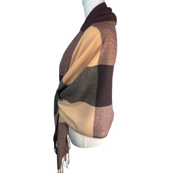 2/$30 Large Plaid Shawl Scarf With Tassels Soft & Warm Design For Women - Picture 4 of 9